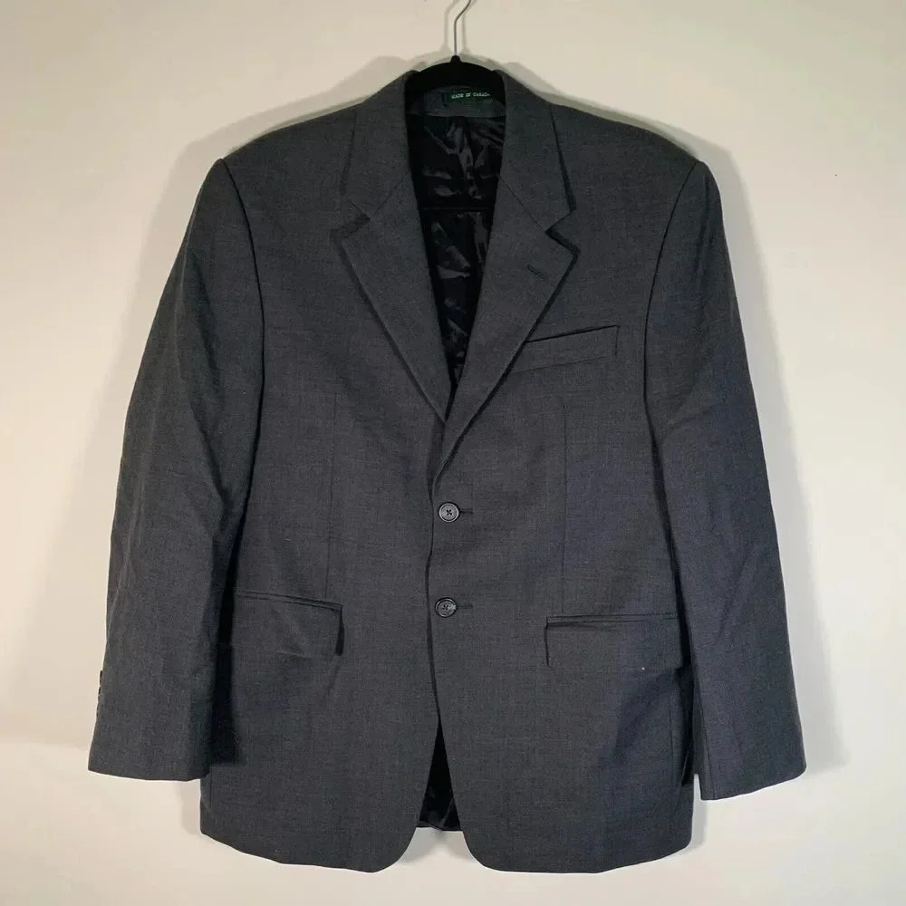 Lauren Ralph Lauren Men’s 37R L30 A24 100% Grey Wool Suit Jacket Pockets